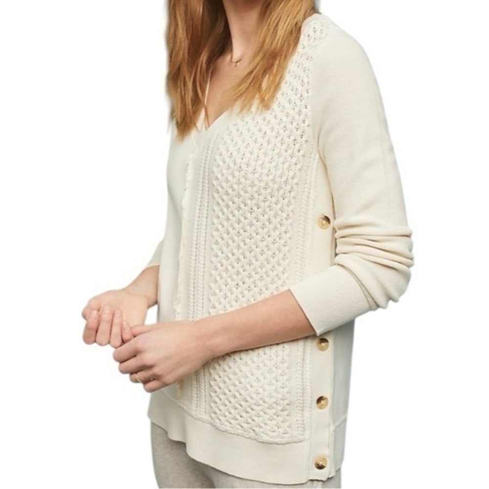 Saturday Sunday By Anthropologie Size S Cream Arcana Buttoned Pullover Sweater